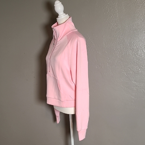 Mangopop Pink Women's Half-Zip Versatile Pullover NWT Medium Kangroo Pockets - Picture 2 of 12